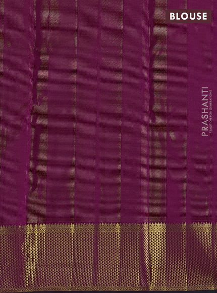 Pure kanchipuram silk saree dark magenta and green with allover vairaosi pattern & buttas and zari woven border