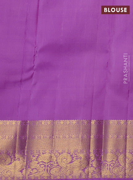 Pure kanchipuram silk saree purple with allover zari checks & buttas and zari woven border