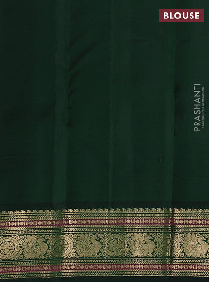 Pure kanchipuram silk saree red and bottle green with zari woven buttas and zari woven border