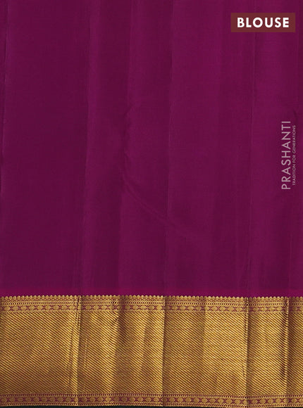 Pure kanchipuram silk saree green and dark pink with zari woven buttas and rich zari woven border