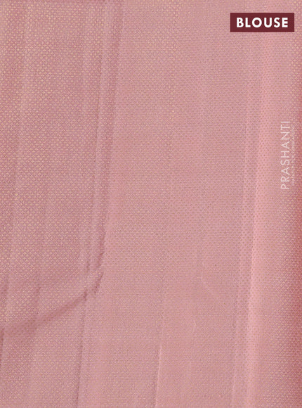 Pure kanchipuram silk saree black and peach shade with zari woven buttas and rich zari woven border