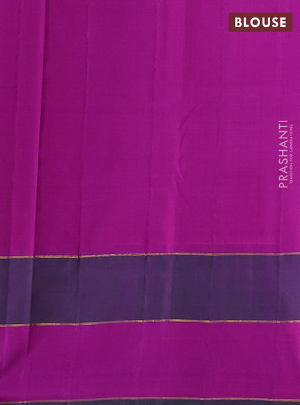 Pure kanchipuram silk saree pastel purple and dual shade of green with plain body and zari woven butta border