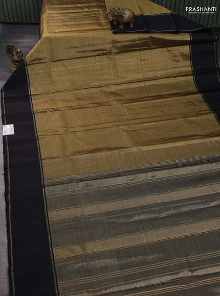 Pure kanchipuram silk saree gold and black with allover vairaosi pattern and rettapet zari woven border