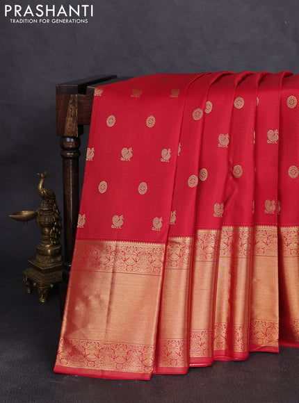 Pure kanchipuram silk saree maroon with allover zari woven buttas and long rich zari woven border