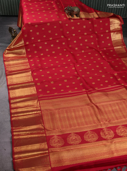 Pure kanchipuram silk saree maroon with allover zari woven buttas and long rich zari woven border