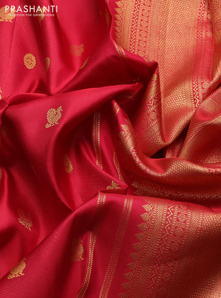 Pure kanchipuram silk saree maroon with allover zari woven buttas and long rich zari woven border