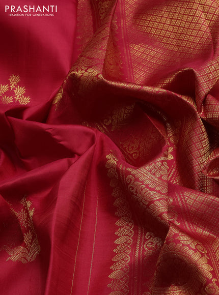 Pure kanchipuram silk saree red with zari woven buttas and long rich zari woven border