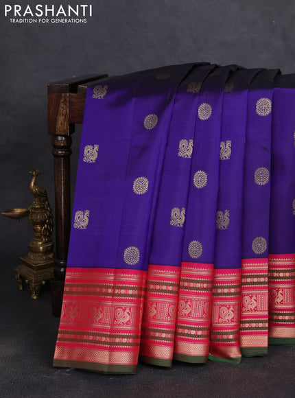 Pure kanchipuram silk saree violet and pink with allover zari woven buttas and zari woven border