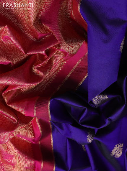 Pure kanchipuram silk saree violet and pink with allover zari woven buttas and zari woven border