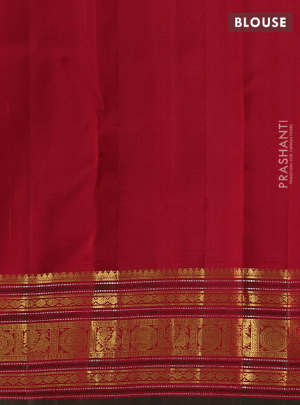 Pure kanchipuram silk saree yellow and maroon with allover zari weaves and zari woven border