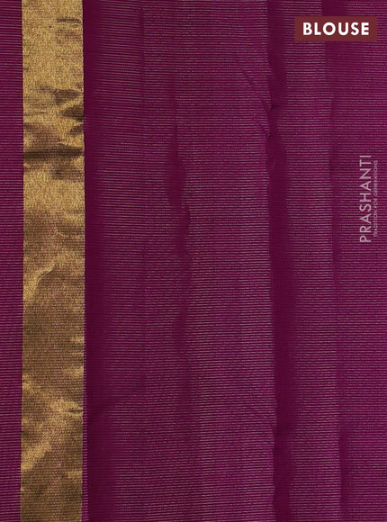 Pure kanchipuram silk saree violet and magenta pink with allover vairaosi pattern and long temple zari woven border