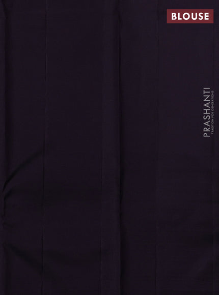 Pure kanchipuram silk saree deep jamun shade with allover zari woven buttas in borderless style