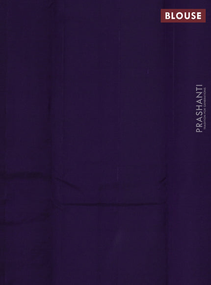 Pure kanchipuram silk saree dark pink and navy blue with allover zari stripe pattern & buttas in borderless style