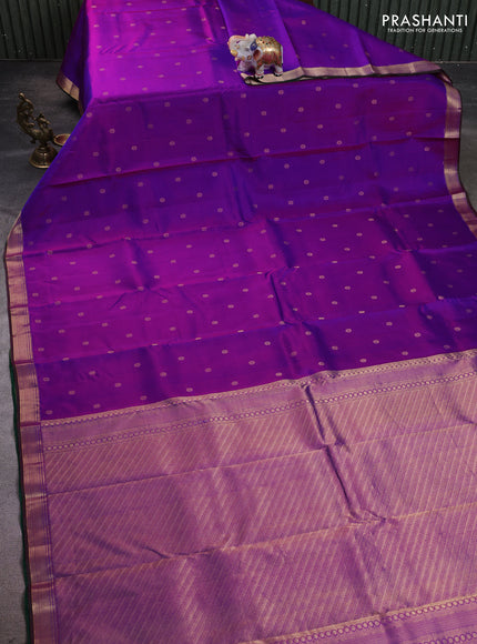 Pure kanchipuram silk saree purple and green with zari woven buttas and zari woven border