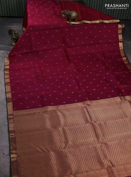 Pure kanchipuram silk saree deep maroon and green with zari woven buttas and zari woven border