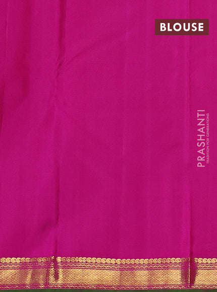Pure kanchipuram silk saree dual shade of pink and pink with plain body and zari woven border