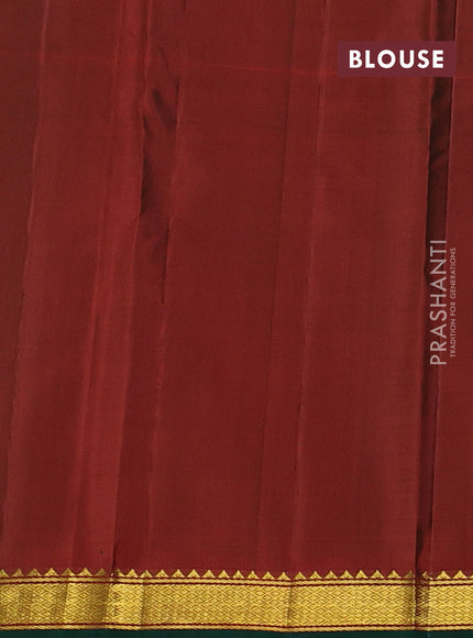Pure kanchipuram silk saree teal blue and dual shade of red with plain body and zari woven border