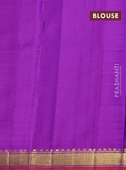 Pure kanchipuram silk saree violet and purple with plain body and zari woven border