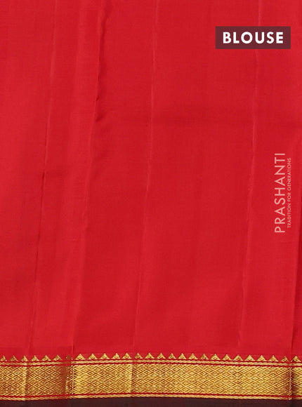 Pure kanchipuram silk saree deep maroon and red with plain body and zari woven border