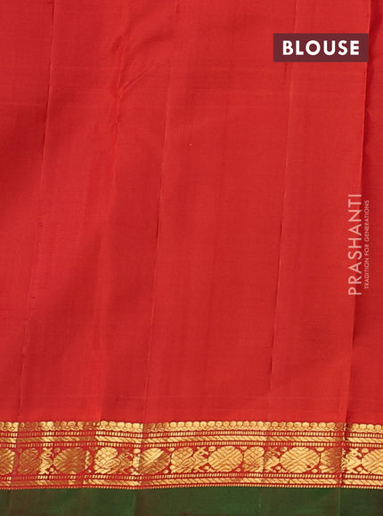 Pure kanchipuram silk saree maroon and red with plain body and zari woven border