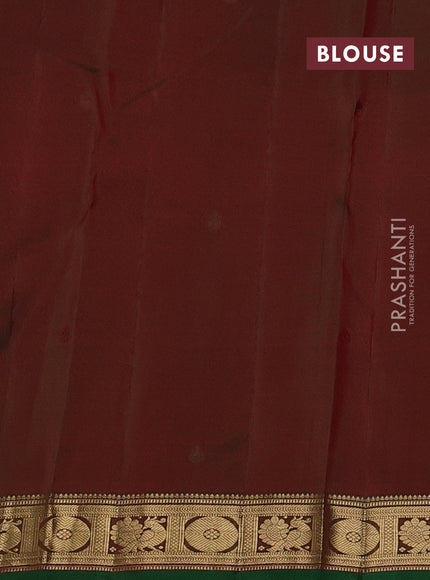 Pure kanchipuram silk saree red and green with zari woven buttas and zari woven border