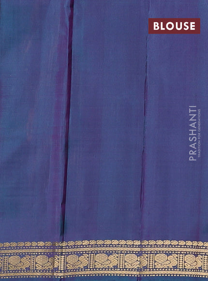 Pure kanchipuram silk saree rust shade and teal green with zari woven buttas and zari woven border