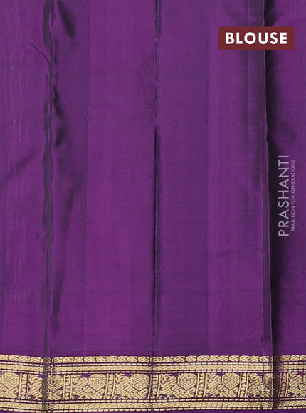 Pure kanchipuram silk saree pastel green and purple with zari woven buttas and zari woven border