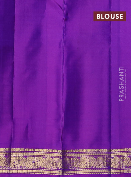 Pure kanchipuram silk saree pastel blue and violet with zari woven buttas and zari woven border