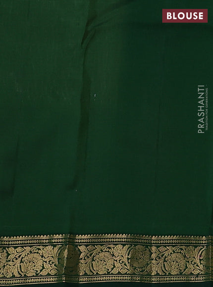 Pure kanchipuram silk saree cream and bottle green with allover zari small checks & buttas and zari woven border
