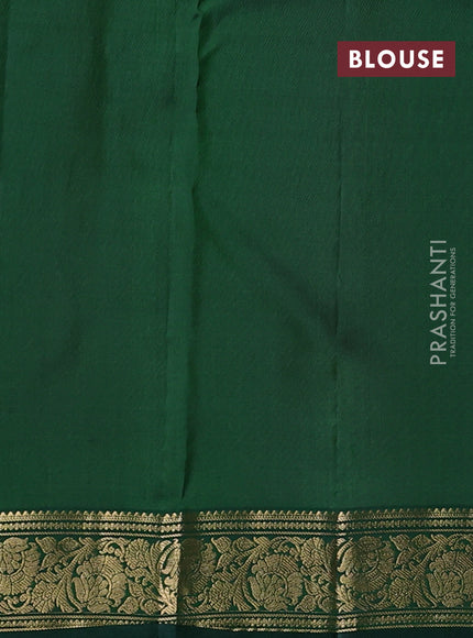 Pure kanchipuram silk saree pink and bottle green with allover zari small checks & buttas and zari woven border