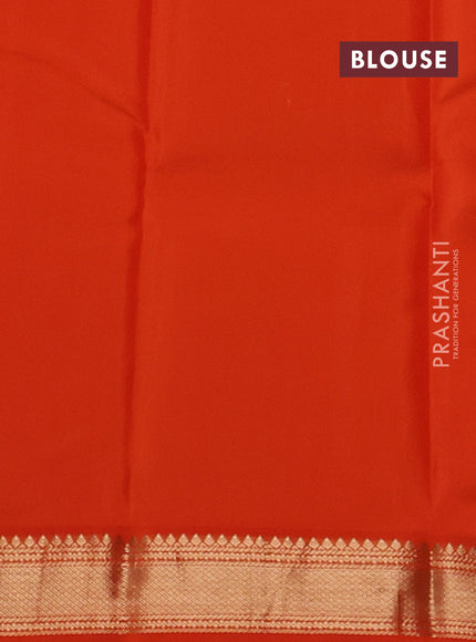 Pure kanchipuram silk saree yellow and orange with zari woven buttas and zari woven korvai border