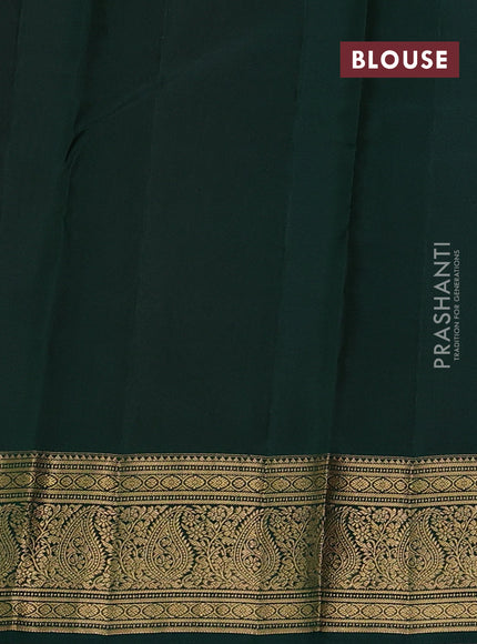 Pure kanchipuram silk saree dark magenta and green with allover small zari checked pattern and zari woven border