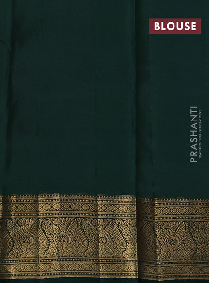 Pure kanchipuram silk saree dark pink and green with allover small zari checked pattern and zari woven border