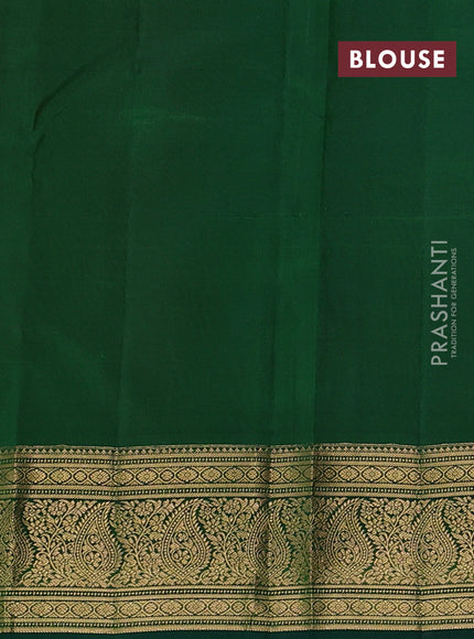 Pure kanchipuram silk saree candy pink and green with allover small zari checked pattern and zari woven border