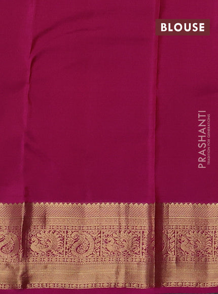Pure kanchipuram silk saree orange and magenta pink with zari woven buttas and zari woven border