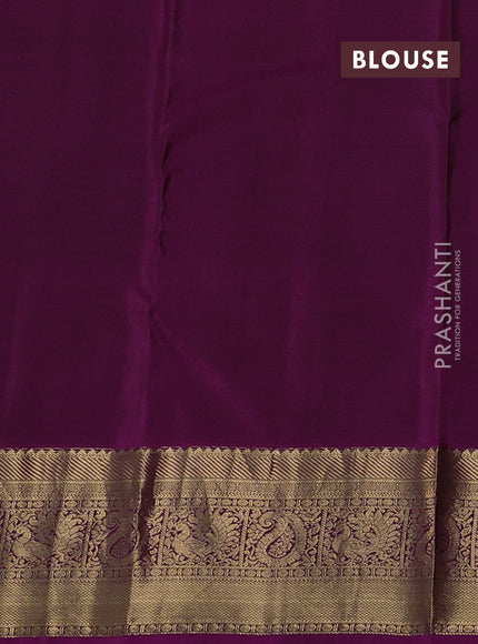 Pure kanchipuram silk saree green and magenta pink with zari woven buttas and zari woven border