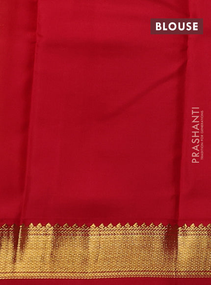 Pure kanchipuram silk saree yellow and red with zari woven buttas and zari woven korvai border