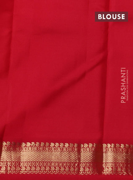 Pure kanchipuram silk saree yellow and red with zari woven buttas and zari woven korvai border