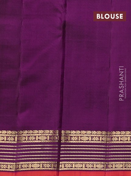 Pure kanchipuram silk saree dual shade of purple and purple with zari woven buttas and zari woven border