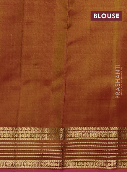 Pure kanchipuram silk saree yellow and pink with zari woven buttas and zari woven border