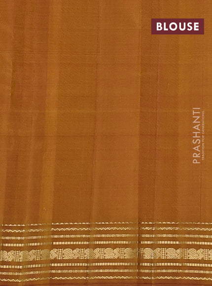 Pure kanchipuram silk saree pale yellow and mustard yellow with zari woven buttas and zari woven border