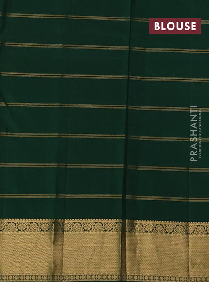 Pure kanchipuram silk saree tomato pink and green with allover zari checks & buttas and zari woven border