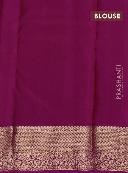 Pure kanchipuram silk saree green and purple with allover zari woven buttas and zari woven korvai border