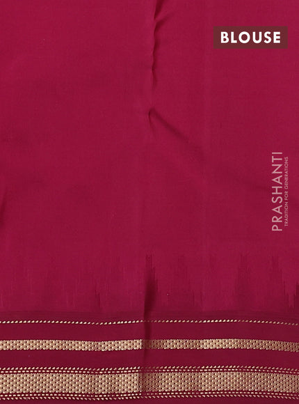 Pure kanchipuram silk saree cream and deep maroon with zari woven buttas and temple design zari woven border
