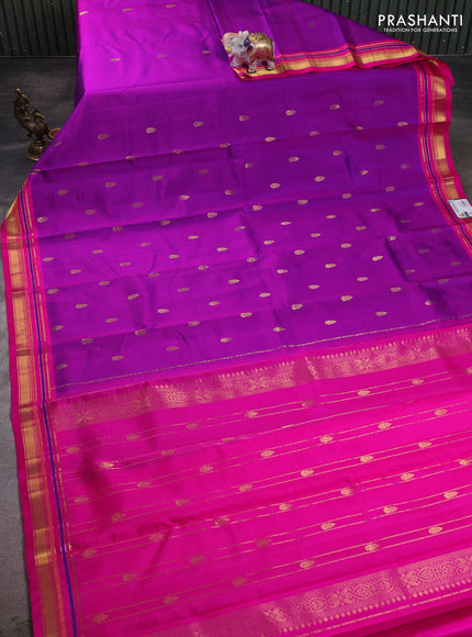 Pure kanchipuram silk saree purple and pink with zari woven buttas and zari woven border