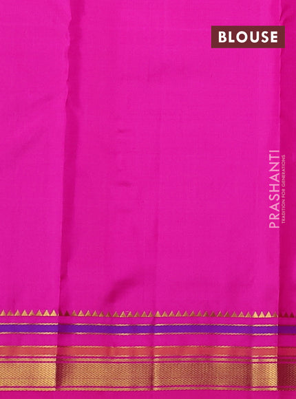 Pure kanchipuram silk saree purple and pink with zari woven buttas and zari woven border