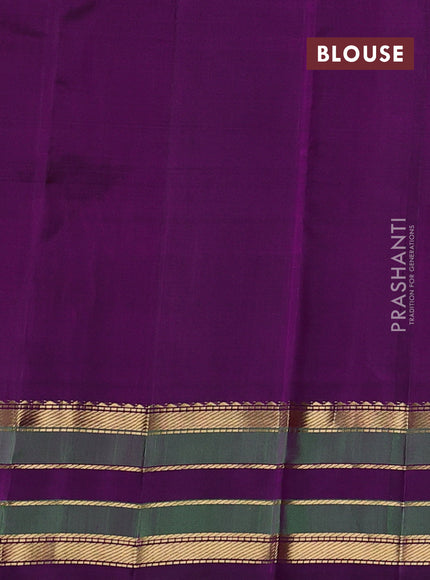 Pure kanchipuram silk saree pink and violet with zari woven buttas and zari woven border
