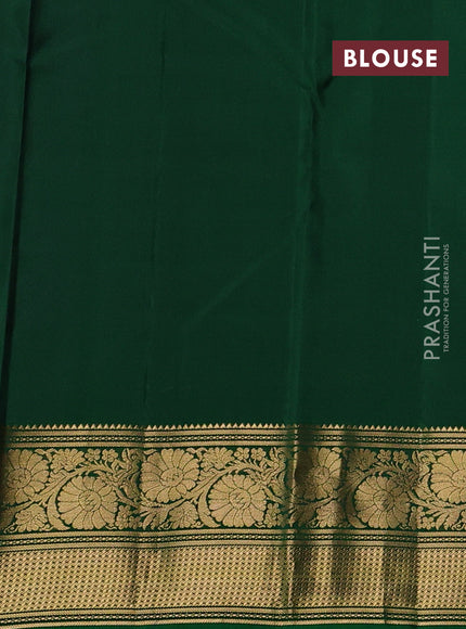 Pure kanchipuram silk saree purple and green with allover zari checks & buttas and zari woven border