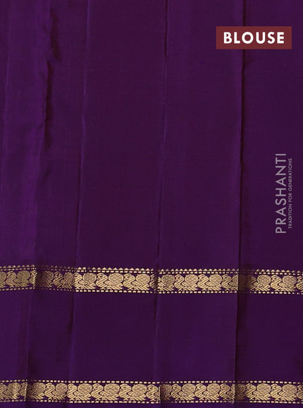 Pure kanchipuram silk saree light green and violet with annam zari woven buttas and rettapet zari woven border