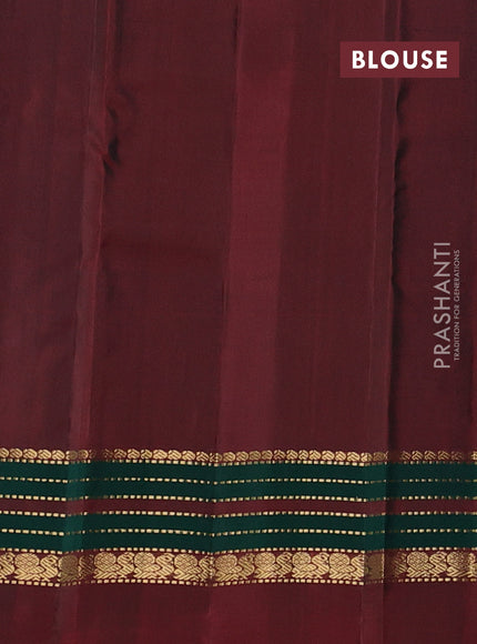 Pure kanchipuram silk saree cs blue and maroon with paisley zari woven buttas and zari woven simple border